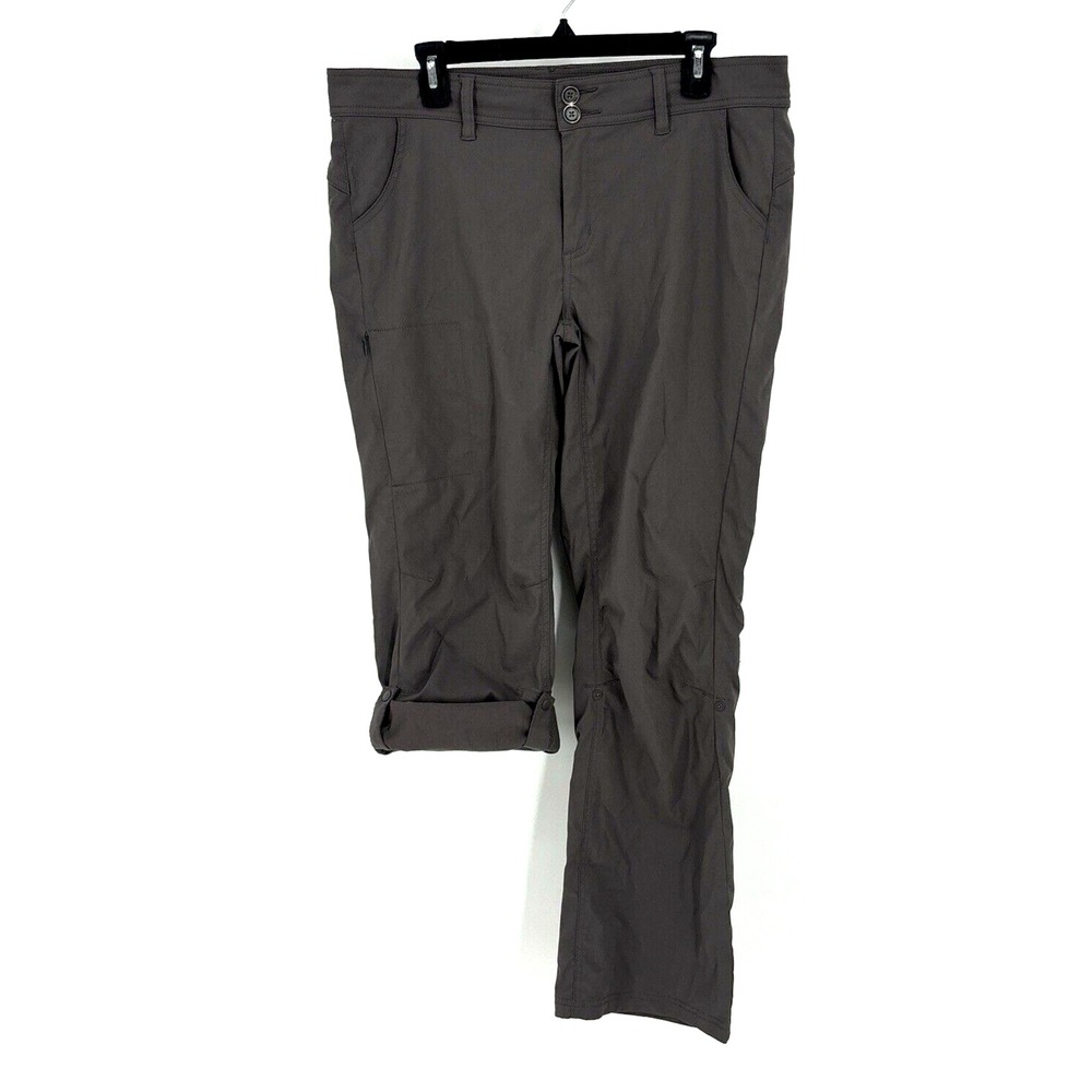 Prana Halle Convertible Pants 12 Gray Hiking Stretchy Pockets Capris Outdoors